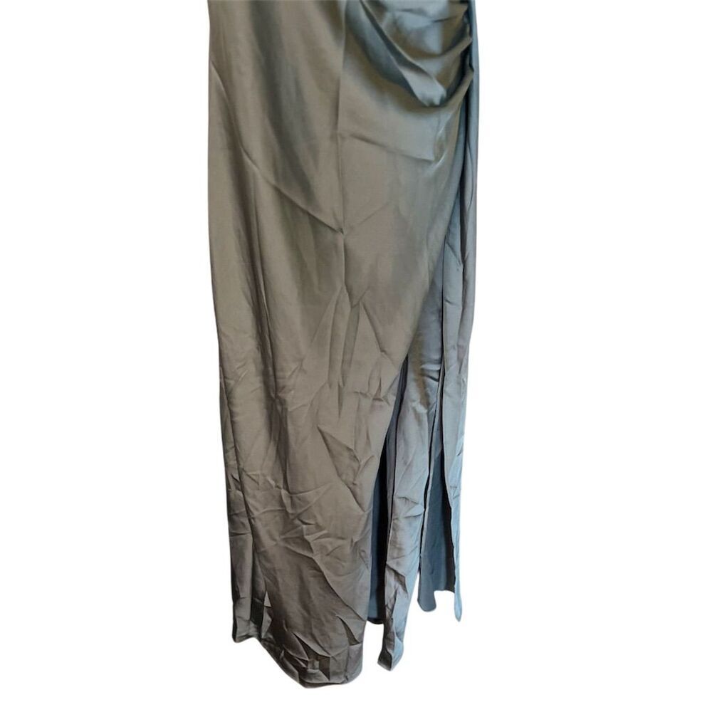 Lulus Women's XL Green One-Shoulder Satin Maxi Dress Evening Gown - Picture 3 of 15